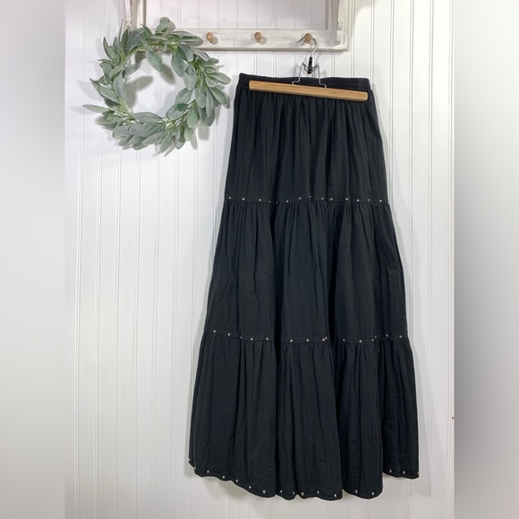 Vintage Skirts Vintage 9s Prairie Black Midi Western Circle Skirt L